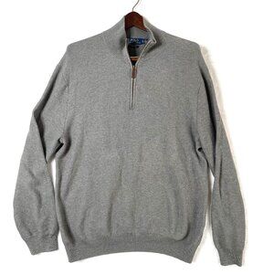 Polo Ralph Lauren Sweater Mens XL Gray Quarter Zip Honeycomb Knit Pullover Pony